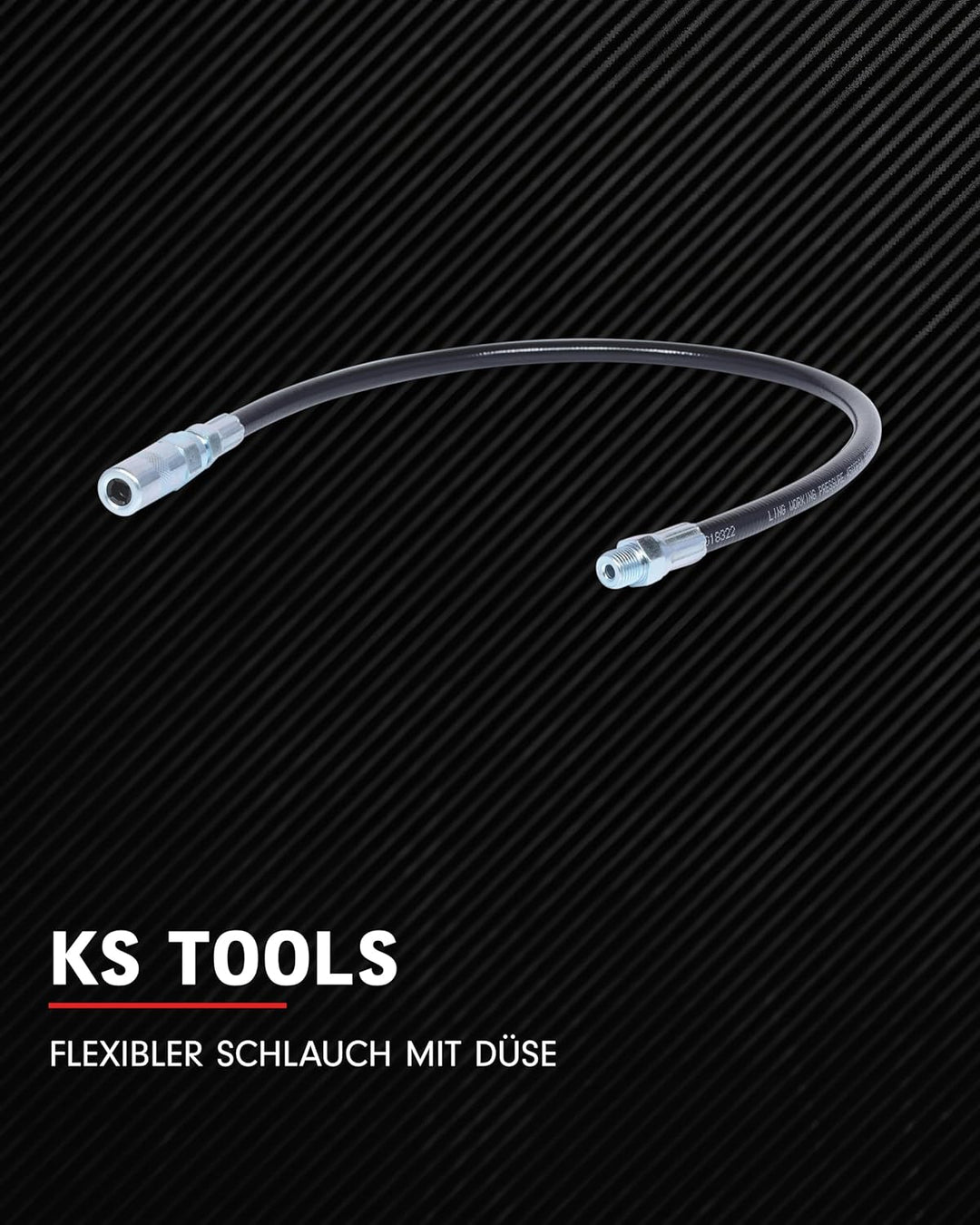 KS Tools Fettpresse Schlauch 500mm flexibel 980.1012 I Flexibler Schlauch 1/8"PT aus Gummi I Inkl. V