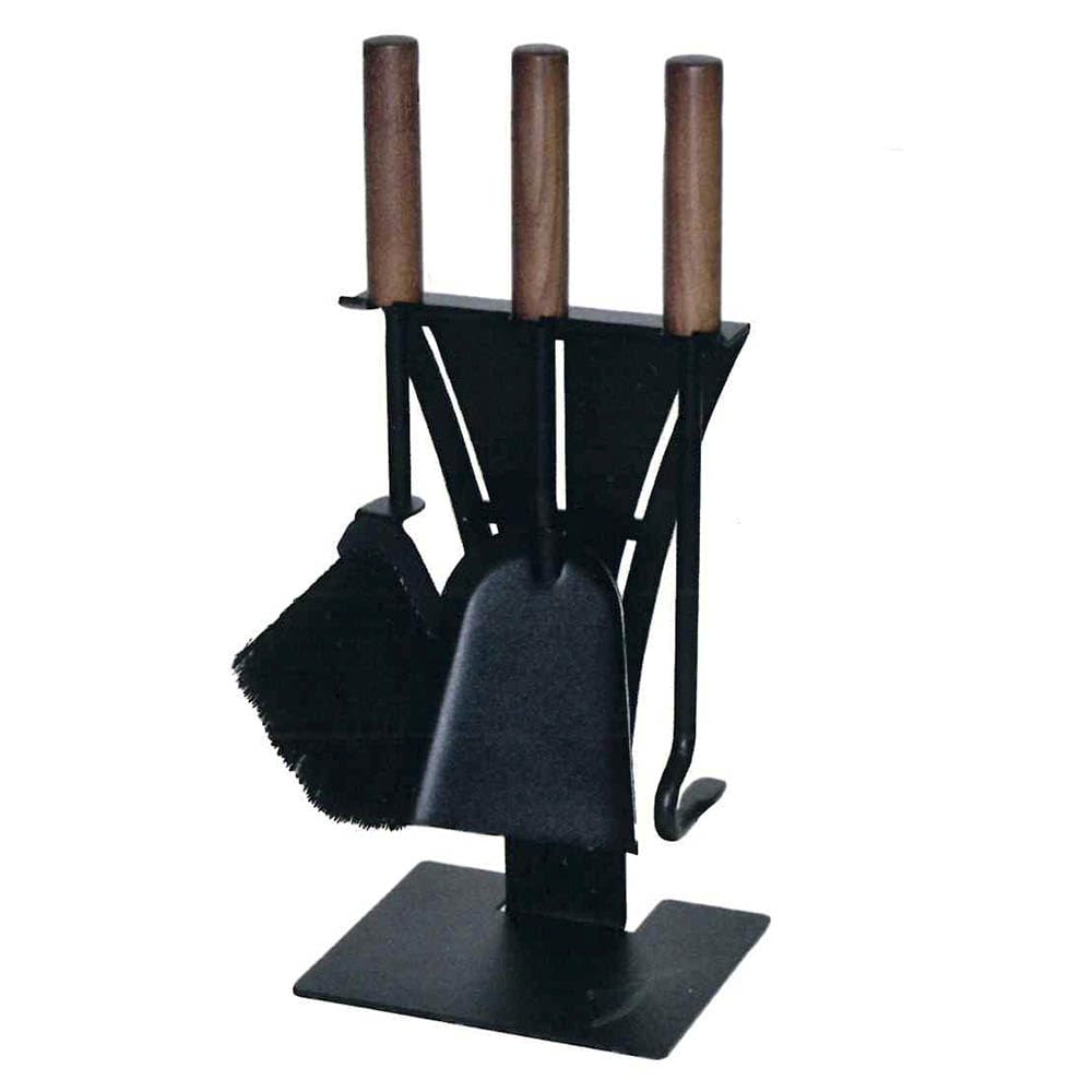 Kaminbesteck Stahl schwarz Holzgriff 3 Zubehörteile Höhe 43 l 18 x 15 cm Made in Italy von Comex Pro
