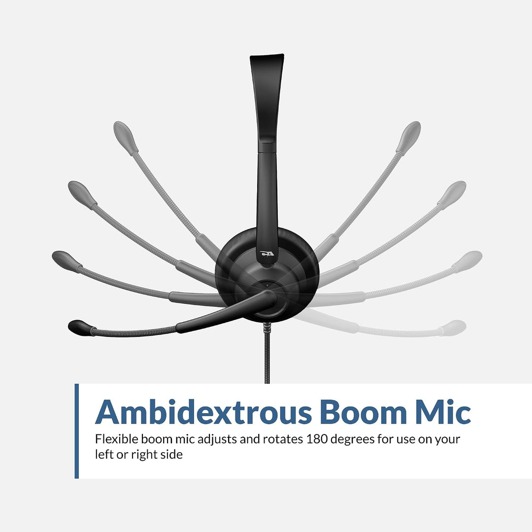 Cyber Acoustics AC-104ENC Mono-USB-Headset mit ENC, Inline-Steuerung | Ideal für Call Center und Rem