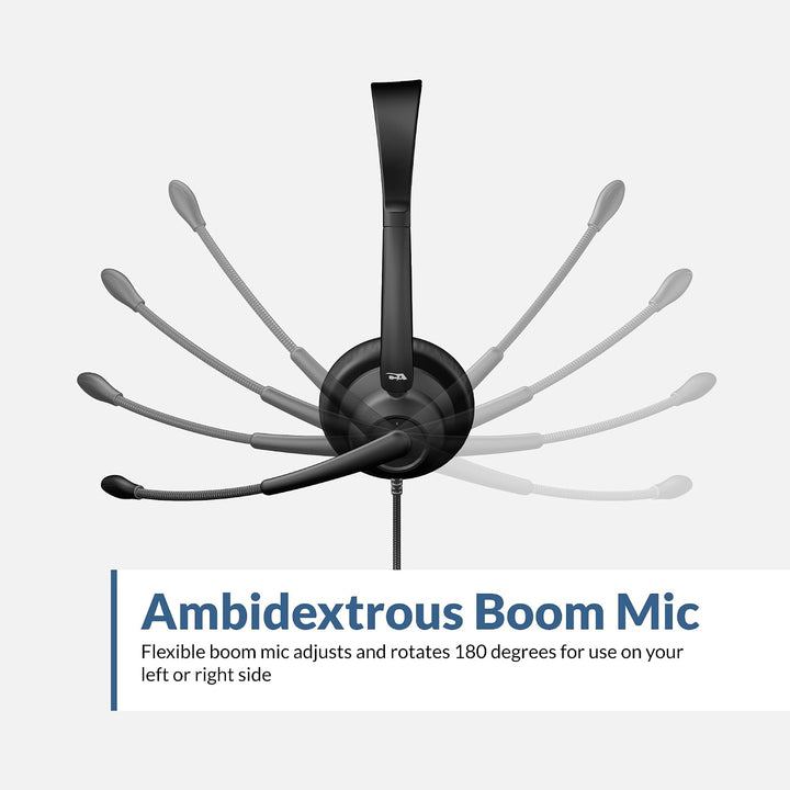 Cyber Acoustics AC-104ENC Mono-USB-Headset mit ENC, Inline-Steuerung | Ideal für Call Center und Rem