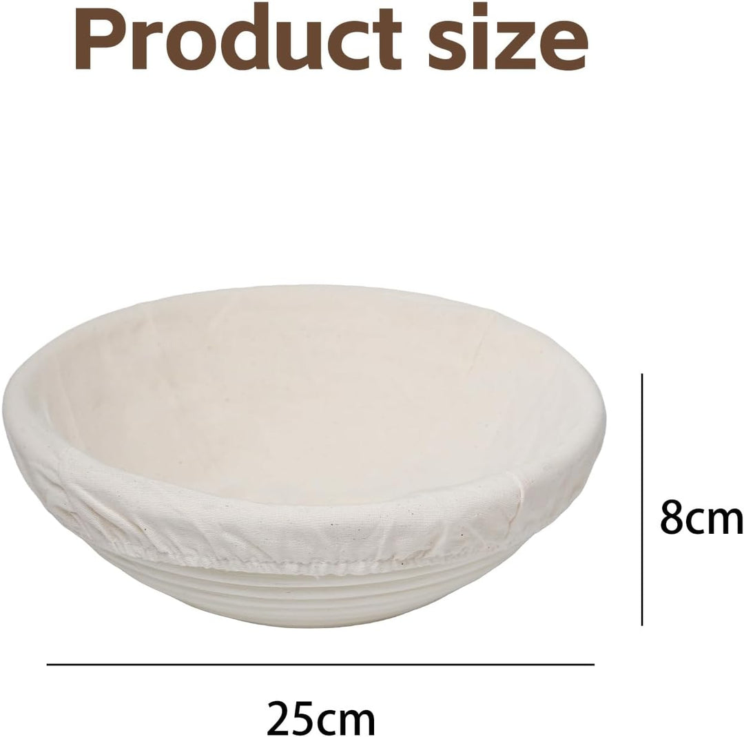 2 Stück Gärkörbchen 25cm Rund Gärkörbchen mit Leinen-Einsätzen | Sauerteig Gärkorb Brot für 700-1000