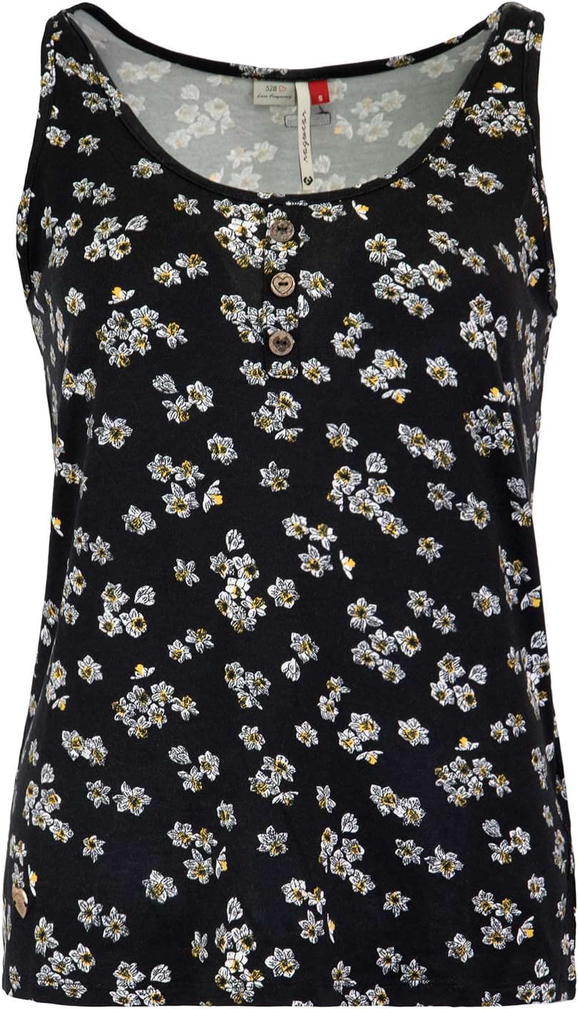 Ragwear Pinna Print Tank Top Damen S Schwarz, S Schwarz