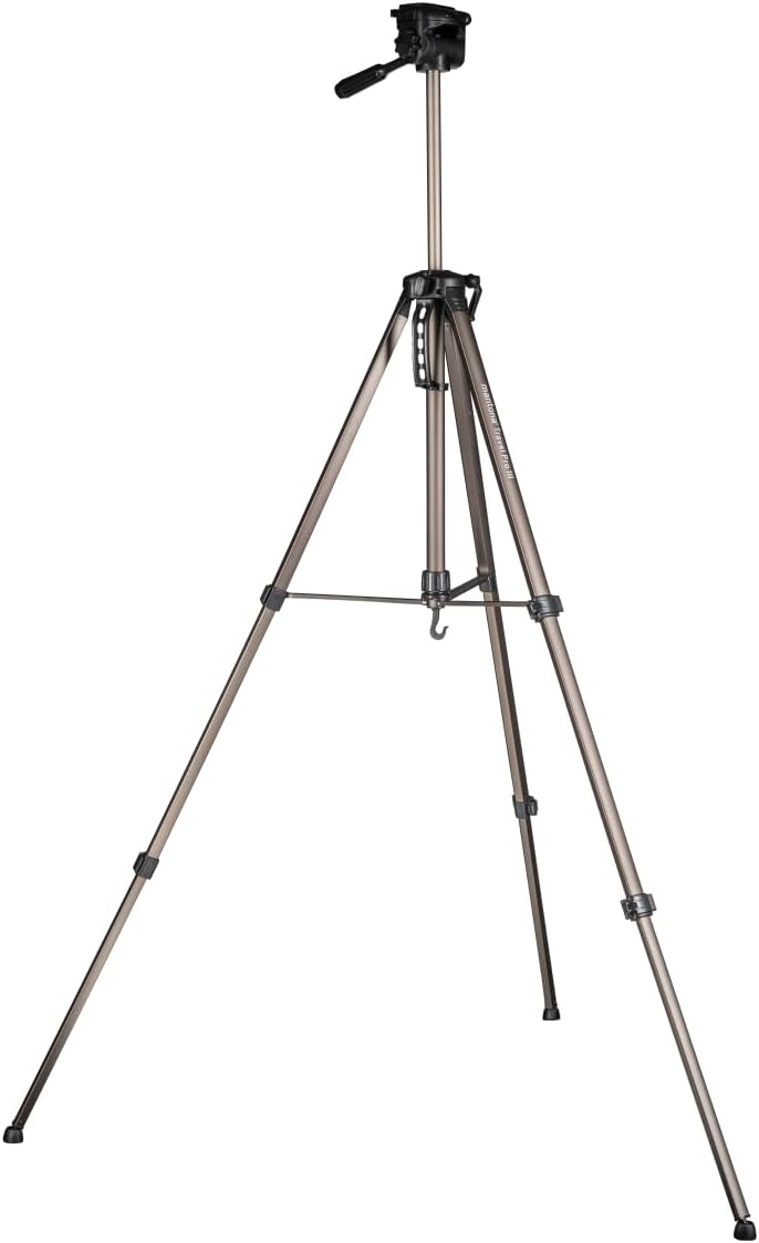 Mantona Basic Travel Pro III Fotostativ – grosses, leichtes Aluminium Dreibein Videostativ mit Schne