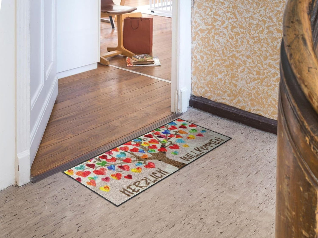 Salonloewe Minimatte Herzbaum 030x075 cm Fussabtreter Sauberlaufmatte draussen Fussmatte Indoor Schm