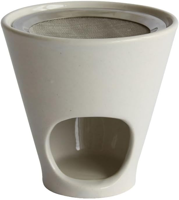 Bitto Weihrauchbrenner Windlicht Jule in Weiss 9,5 cm, Ø 10 cm - FAIR Trade Keramik mit Edelstahlsie