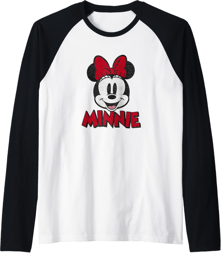 Disney Minnie Mouse Big Red Bow With Name Raglan