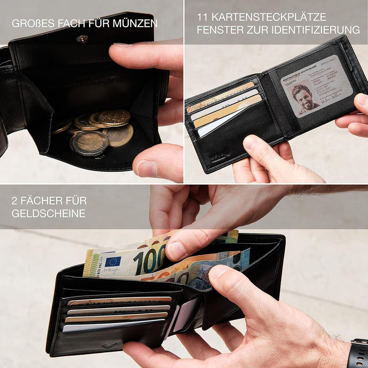 Lavalen® Geldbörse Herren Leder RFID - Portmonee Herren Gross - Portemonnaie Herren Leder Handgemach