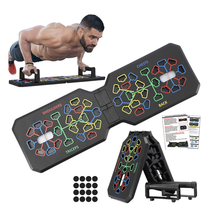 Tragbare Liegestützbrett mit Liegestützgriffe, Faltbares Push Up Board für Zuhaus, Multifunktionelle