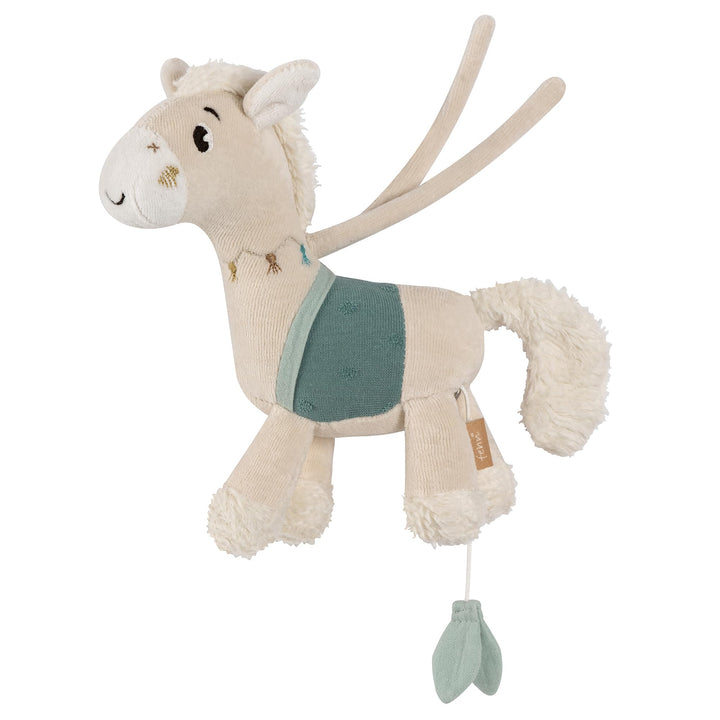 Fehn Mini-Spieluhr Pferd – Kuscheltier & Einschlafhilfe für Babys | Aufzieh-Spieluhr mit sanfter Mel