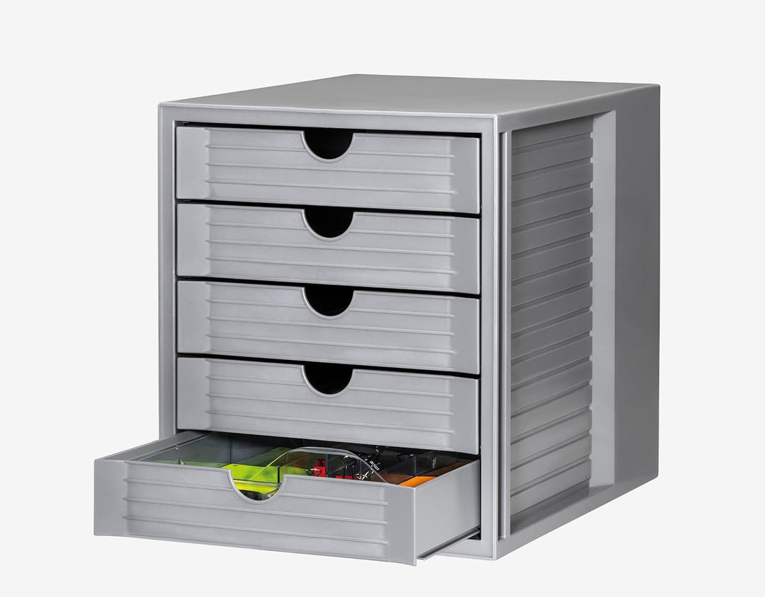 HAN Schubladenbox SYSTEMBOX KARMA mind. 80% Recycling-Kunststoff mit 5 geschlossenen Schubladen, Sch