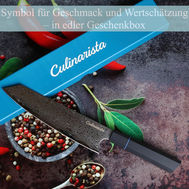 Kiritsuke Messer 20 cm – Japanisches Kochmesser aus 67 Lagen Damaststahl – Rasiermesserscharf & Perf