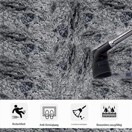 Achiiso Flauschiger Teppich Grau Hochflor Teppich Flauschig Faux Schaffell Teppich Weicher Teppich S