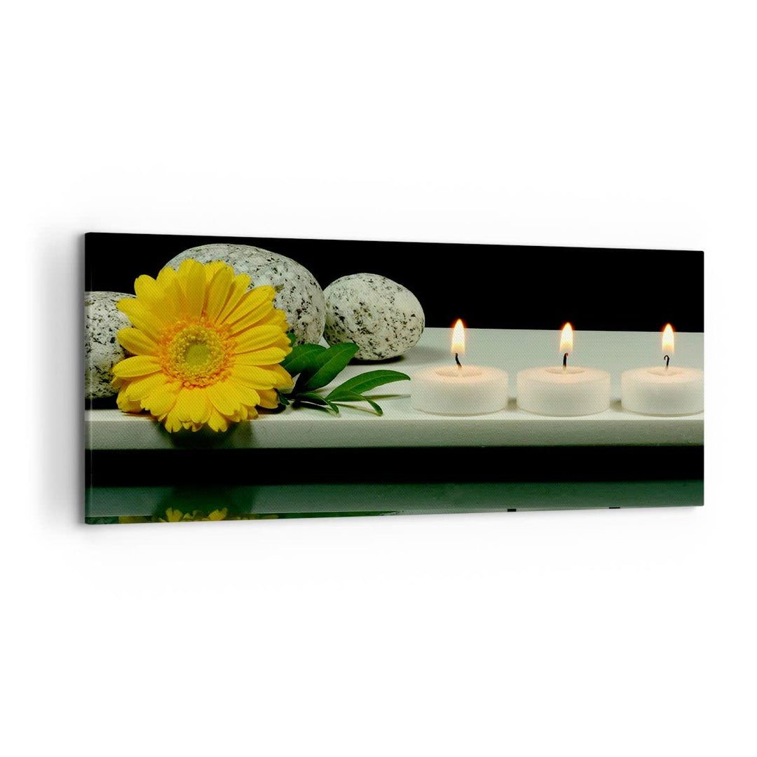 Wandbilder Dekoration Wohnzimmer Spa Blume Kerze Stein Panorama Bilder auf Leinwand 120x50cm Leinwan