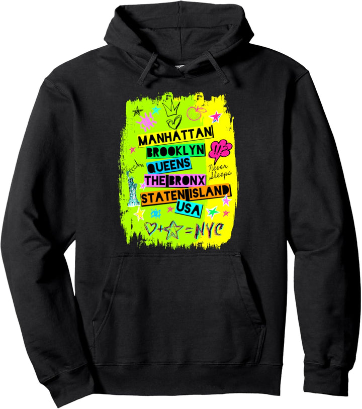 Cool Herren Damen Graffiti New York City 5 Avenues Bunt Pullover Hoodie