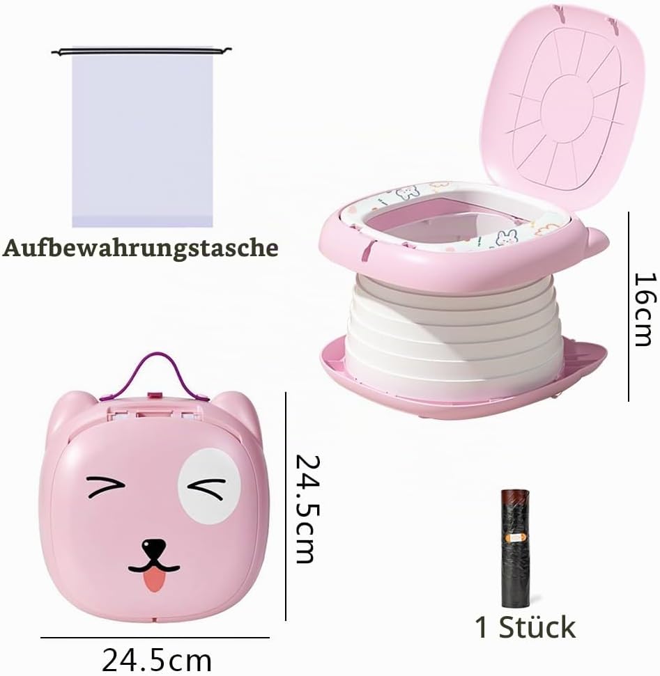 Klapptoilette für Kinder,Kindertoilette Tragbar,Kinder Reise Töpfchen,Töpfchen Faltbar,Tragbare Baby
