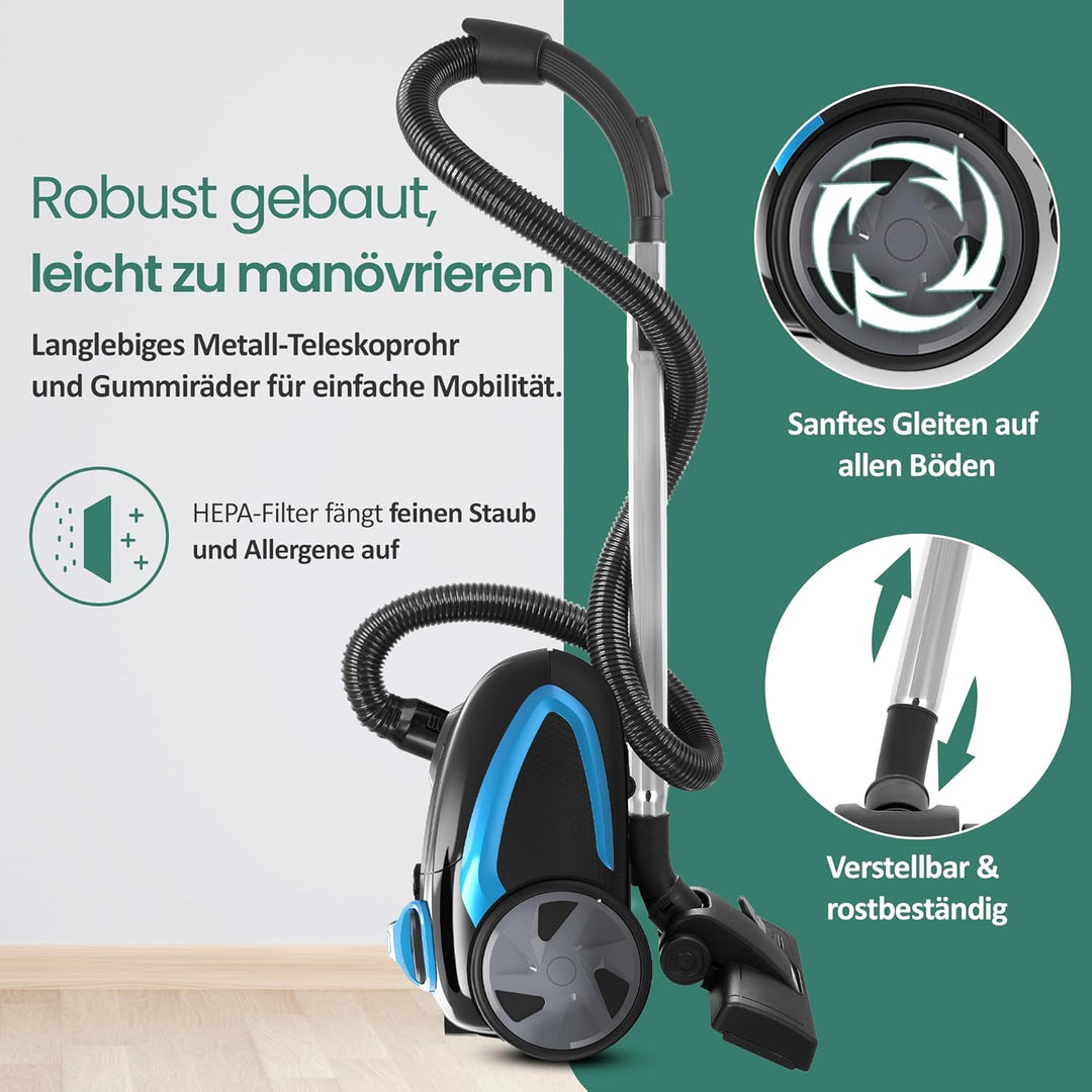Emerio ECO Staubsauger mit Beutel Preis-/LEISTUNGSSIEGER Haus&Garten Test Note 1,7 Swirl Y101 800 Wa