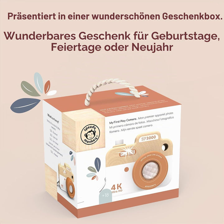 Kamera 9,9x6,7x8cm bunt - Speedy Monkey, Holz Spielzeug für Kinder, Liebevolle Details- tolle Gesche
