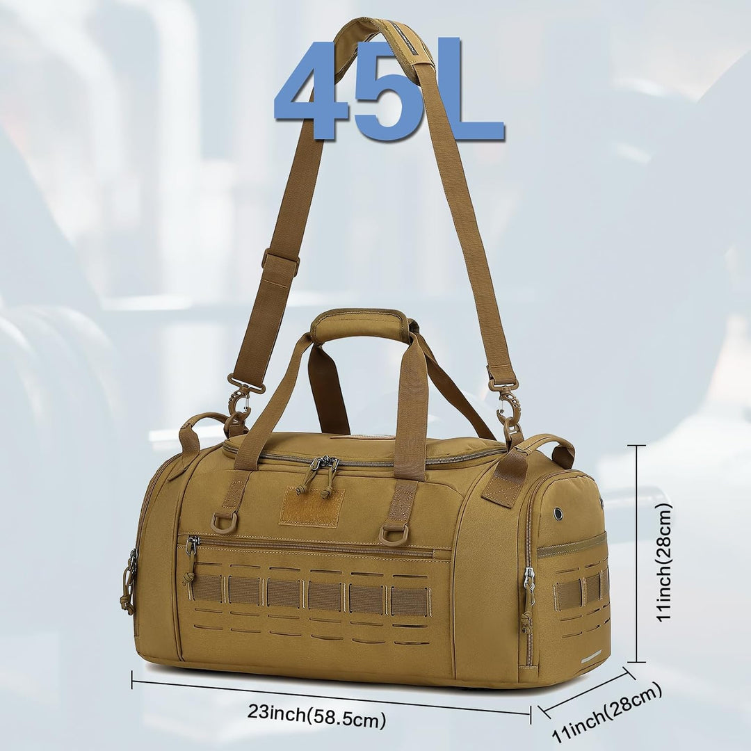 Taktische Sporttasche Herren 45L Reisetasche Mittelgross mit Schuhfach und Laptopfach Leicht Trainin