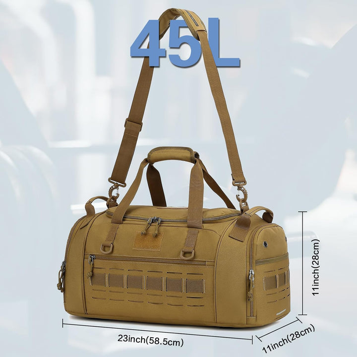Taktische Sporttasche Herren 45L Reisetasche Mittelgross mit Schuhfach und Laptopfach Leicht Trainin