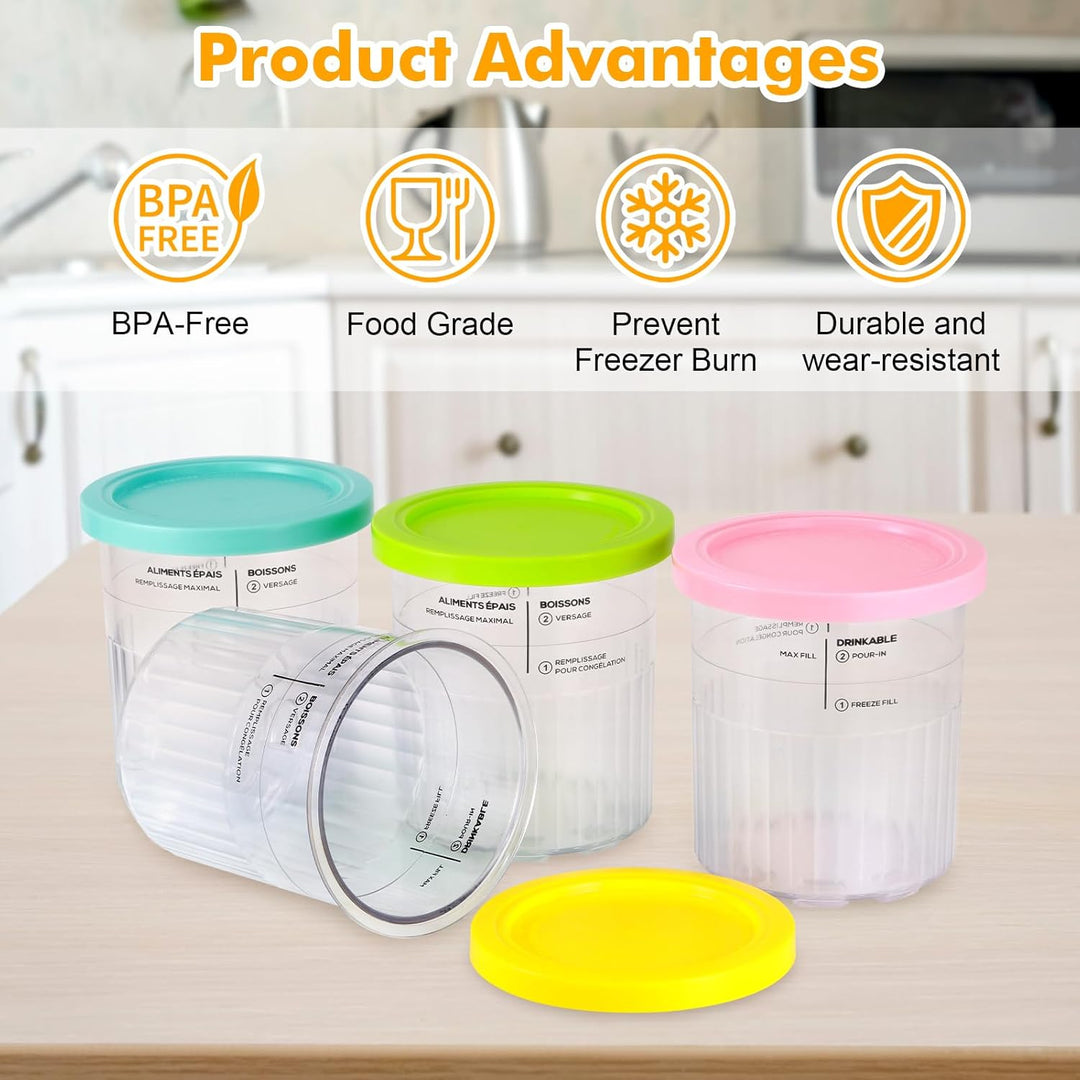 Behälter für Ninja Creami Deluxe - 4er Set Kompatibel mit NC501, NC500 EU Serie Ninja Eismaschine Cr