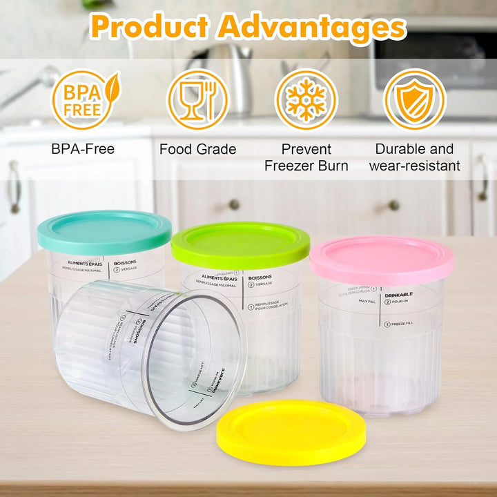 Behälter für Ninja Creami Deluxe - 4er Set Kompatibel mit NC501, NC500 EU Serie Ninja Eismaschine Cr