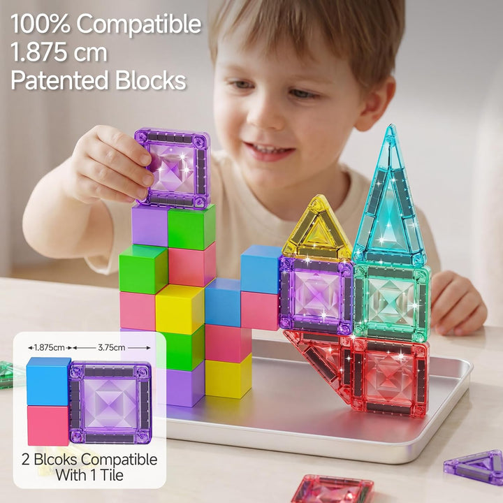 Magnetische Bausteine Reiseset (3-in-1): 48-Teile Magnetspielzeug in Ultraleichter Metallbox (nur 38