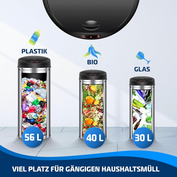 KESSER Sensor Mülleimer ✓ Automatik ✓ Abfalleimer ✓ Abfall | Edelstahl | Farbe: Silber | Grösse: 56