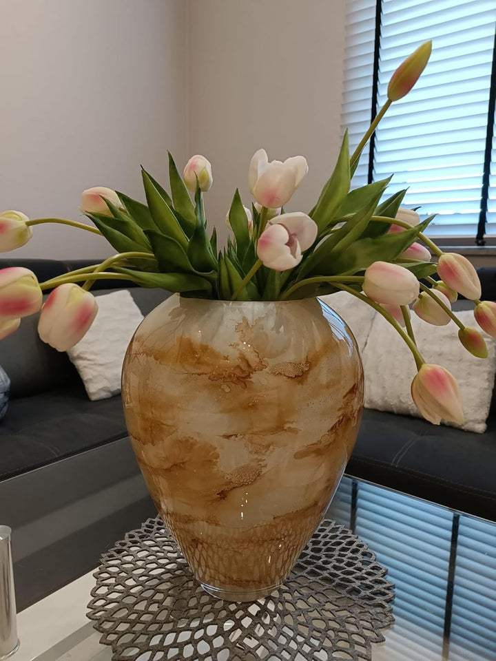 Terroso – Vase – Mundgeblasenes warmweisses Glas – Luxuriöses Erscheinungsbild, Stilvoll & Elegant -