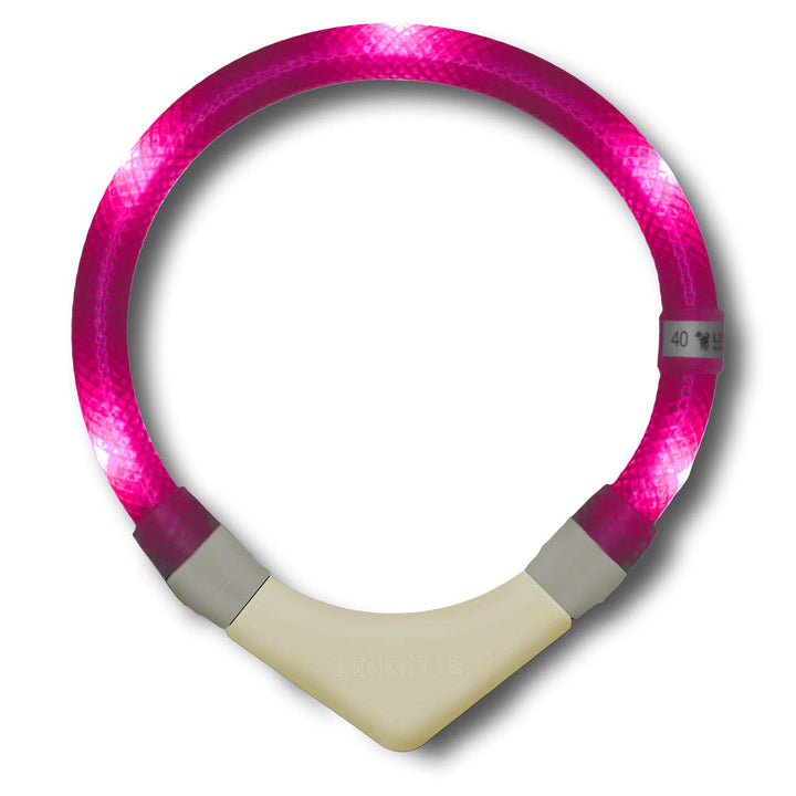 LEUCHTIE® Leuchthalsband Plus NL hotpink Grösse 60 I nachleuchtend phosphoreszierendes Batterieteil