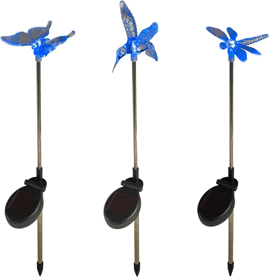 Lights4fun 6er Set Solar Stableuchten Gartendeko Libelle Kolibri Schmetterling 6 Stk, 6 Stk