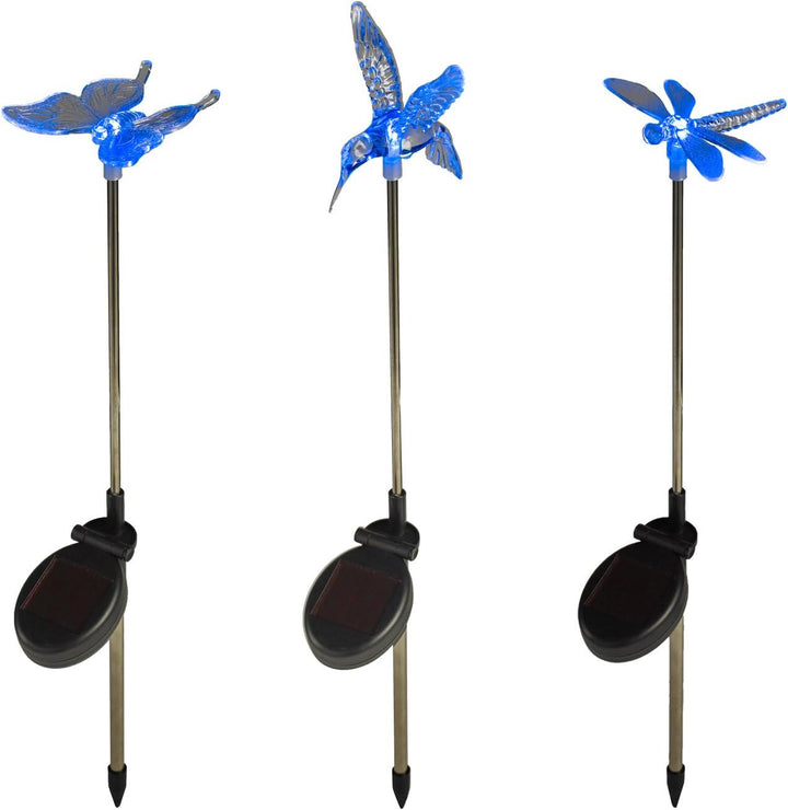 Lights4fun 6er Set Solar Stableuchten Gartendeko Libelle Kolibri Schmetterling 6 Stk, 6 Stk