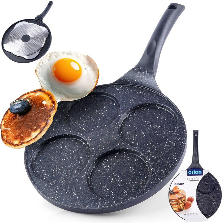 Orion Group Augenpfanne Ø 27 cm | Spiegelei-Pfanne für 4 Eier | Crepepfanne für Gas | fur Induktion,