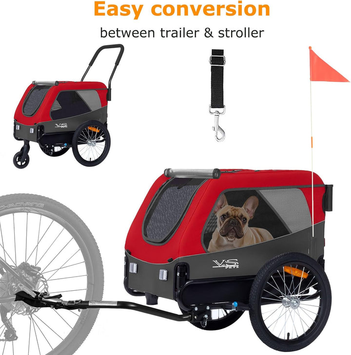 Tiggo VS Pets Medium Hundeanhänger & Buggy 2in1 Fahrradanhänger Hundebuggy Jogger 80204 ROT, ROT