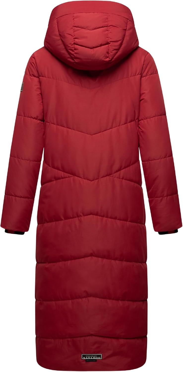 Navahoo Damen Wintermantel warmer Steppmantel extralang mit abnehmbarer Kapuze Hingucker XIV XS-5XL