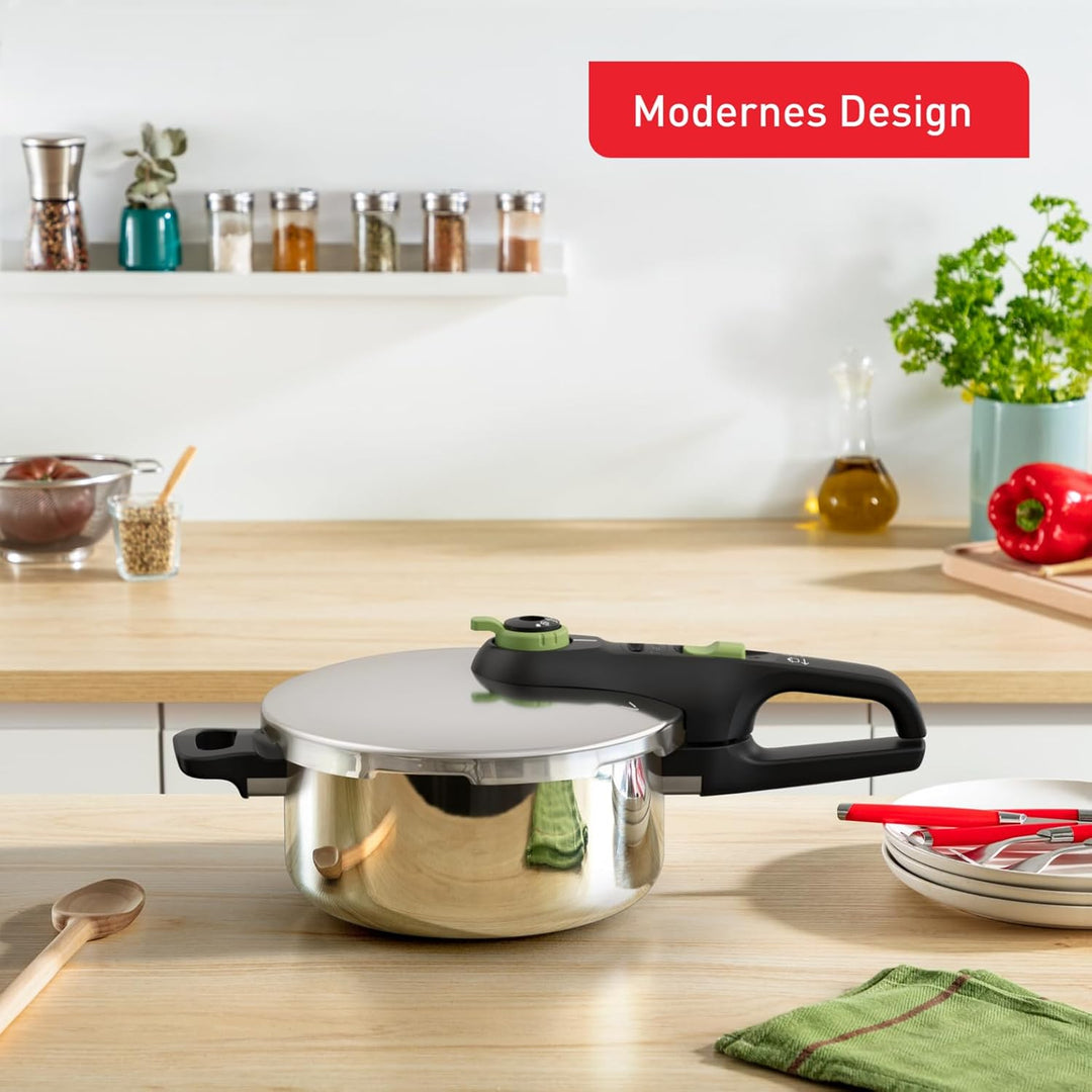 Tefal P2580400 Secure Trendy Schnellkochtopf 4 L | 2-Stufen-Garregler: Intensivstufe 117°C, Schonstu
