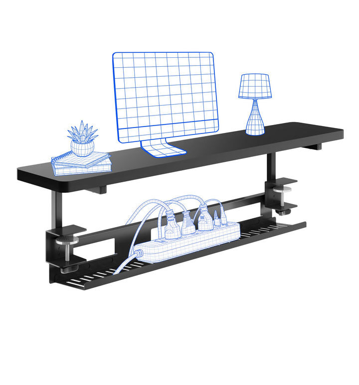FlexiSpot Monitorerhöhung mit Kabelmanagement, Schreibtisch Aufsatz, klemmbare Schreibtischablage, S