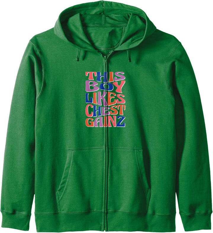 Boy Likes Chest Gainz Benchpress Gym Powerlifting Kapuzenjacke