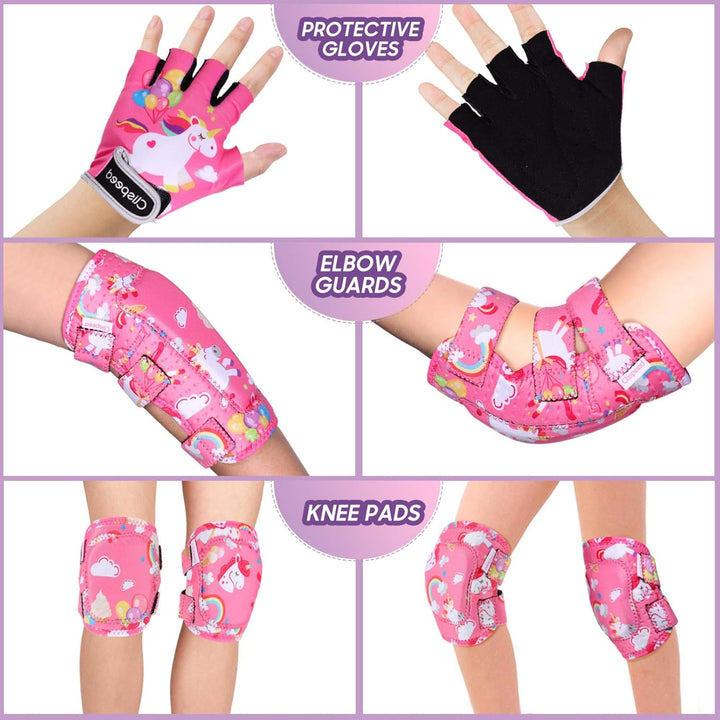 CLISPEED Kniesch¨¹tzer f¨¹r Kinder, Knie- und Ellbogensch¨¹tzer f¨¹r Kinder mit Fahrradhandschuhen f