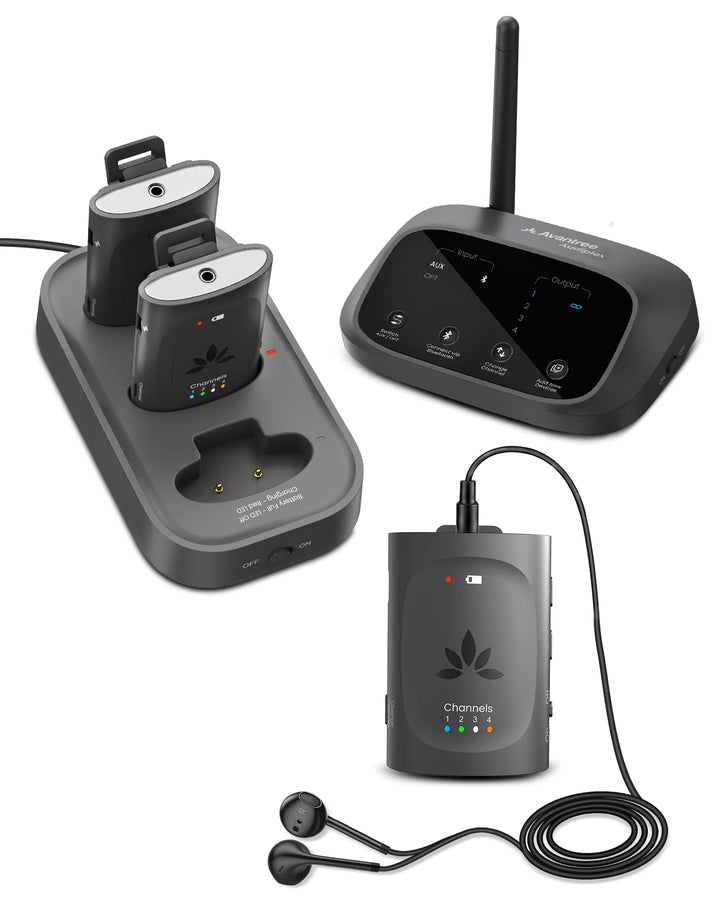 Avantree Audiplex M3 – Mehrkanal-Audio-System mit Kopfhörern für Kirchenübersetzung & Seminare, 30 m