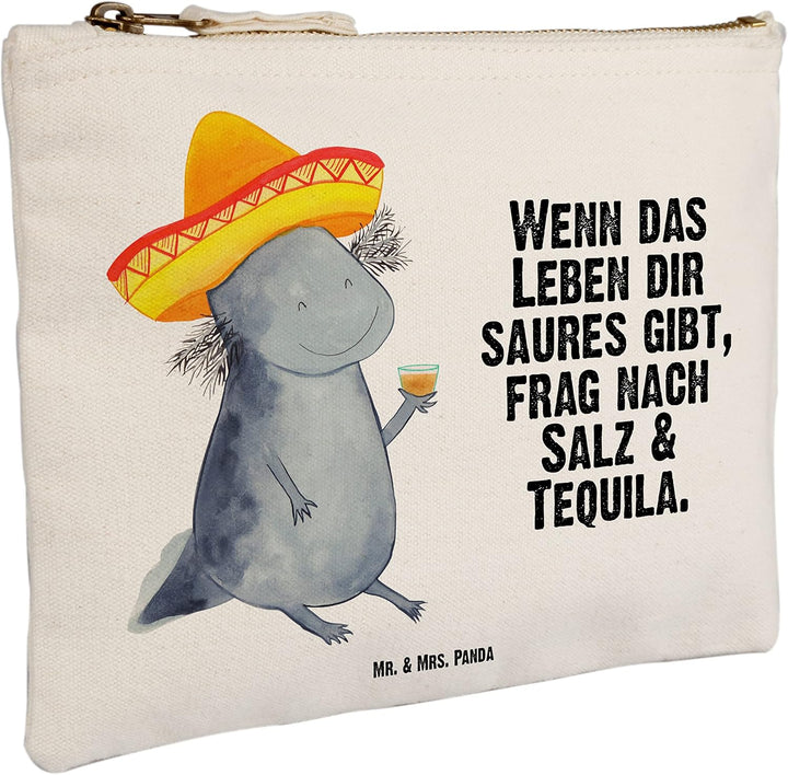 Mr. & Mrs. Panda Mäppchen Axolotl Tequila Grösse M - Geschenk, Trinken, Kosmetiktasche, Urlaub, Pouc