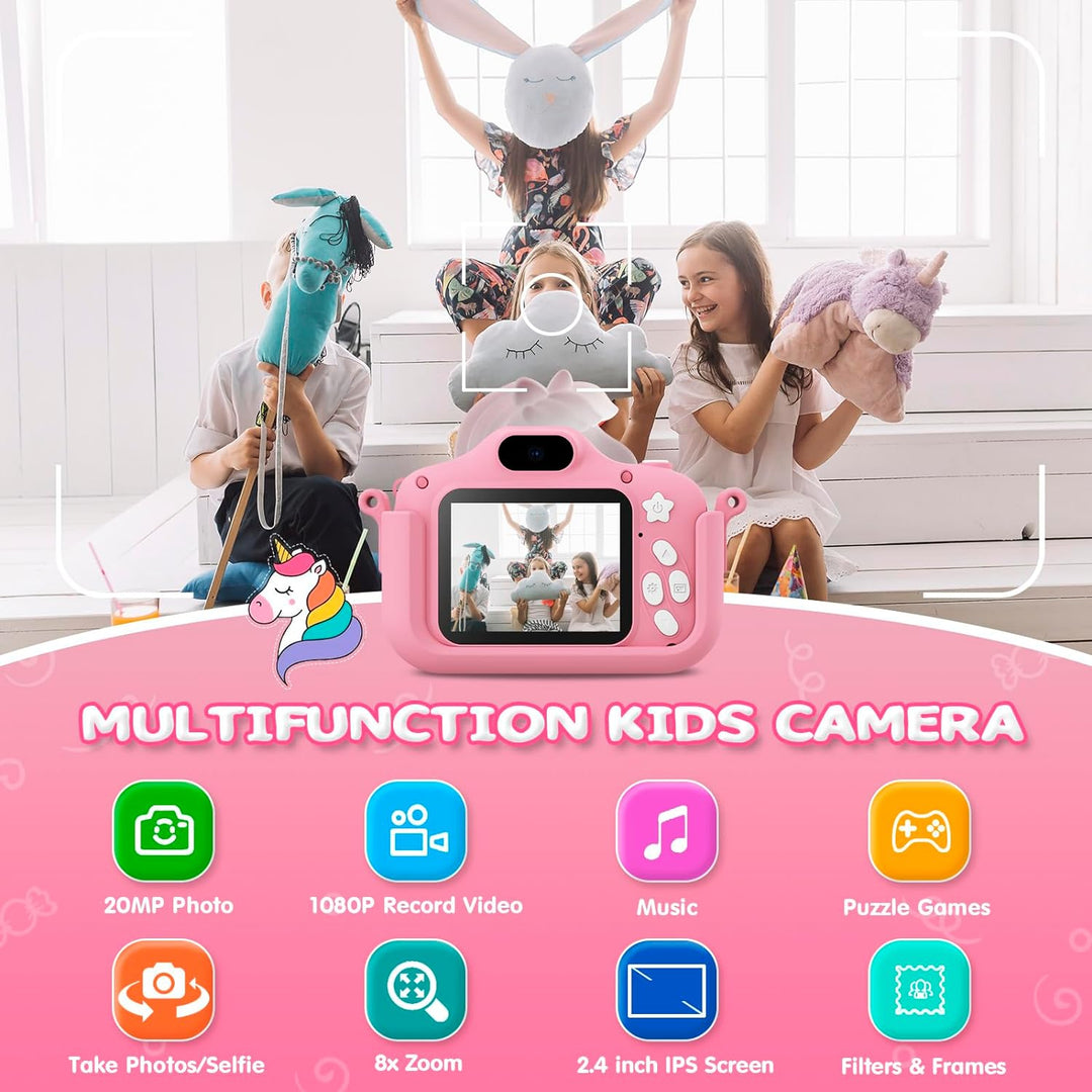 Kinderkamera, CAMCLID Kinder Kamera 1080P 2.0”-Bildschirm Digitalkamera Kinder mit 32GB SD-Karte, We