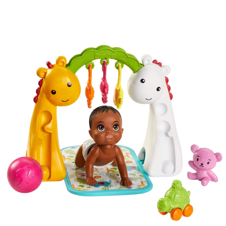 Barbie GHV85 - Skipper Babysitters Inc. Krabbel- und Spielzeit Spielset, Baby-Puppe mit Wackelkopf,