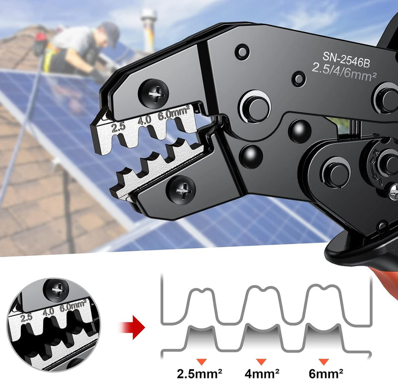 Solar Crimpzange, Preciva Solarstecker Crimpzange für 2.5/4.0/6.0mm² Solarpanel PV Kabel