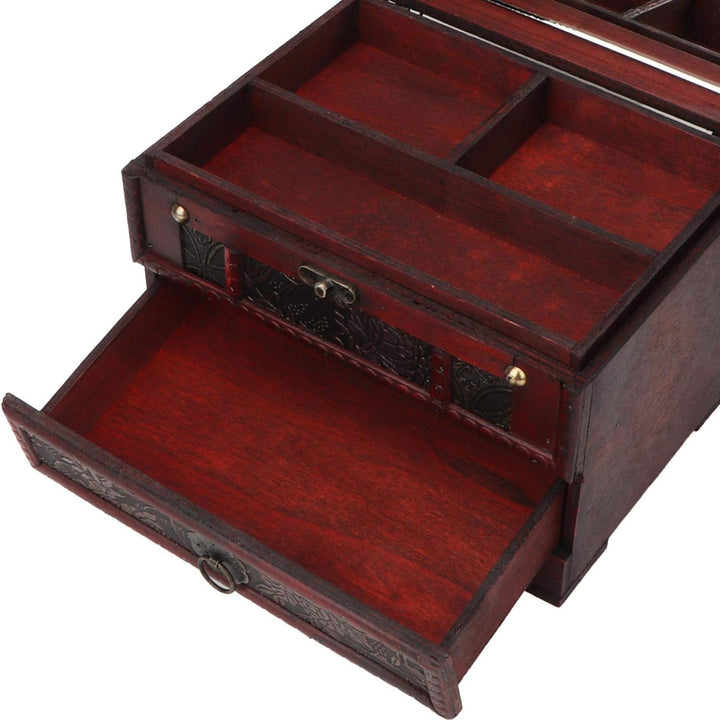 Vintage Handgefertigte Aufbewahrungsbox, Retro-Schmuckkästchen/Aufbewahrungsbox Aus Holz Mit Spiegel