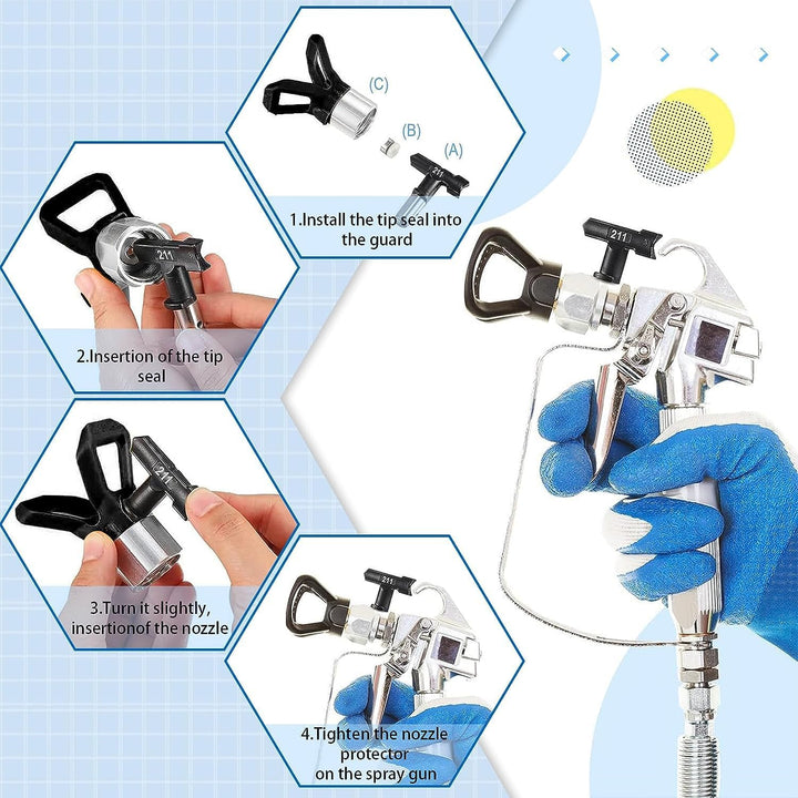 WOOLUCK® 6 Stück Airless düse mit spitzendichtung,und 60 Mesh Airless Spray Gun Filter Elemente,für