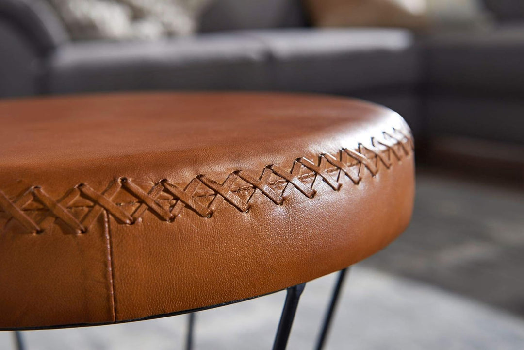 KADIMA DESIGN Industrial Sitzhocker, Sicherer Sitzkomfort in extravagantem Echtleder