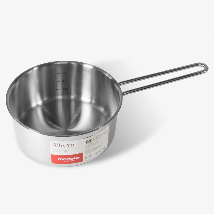 Moneta Allegro Kasserolle 1 m 16 cm aus Edelstahl für alle Herdarten 1,5 Liter