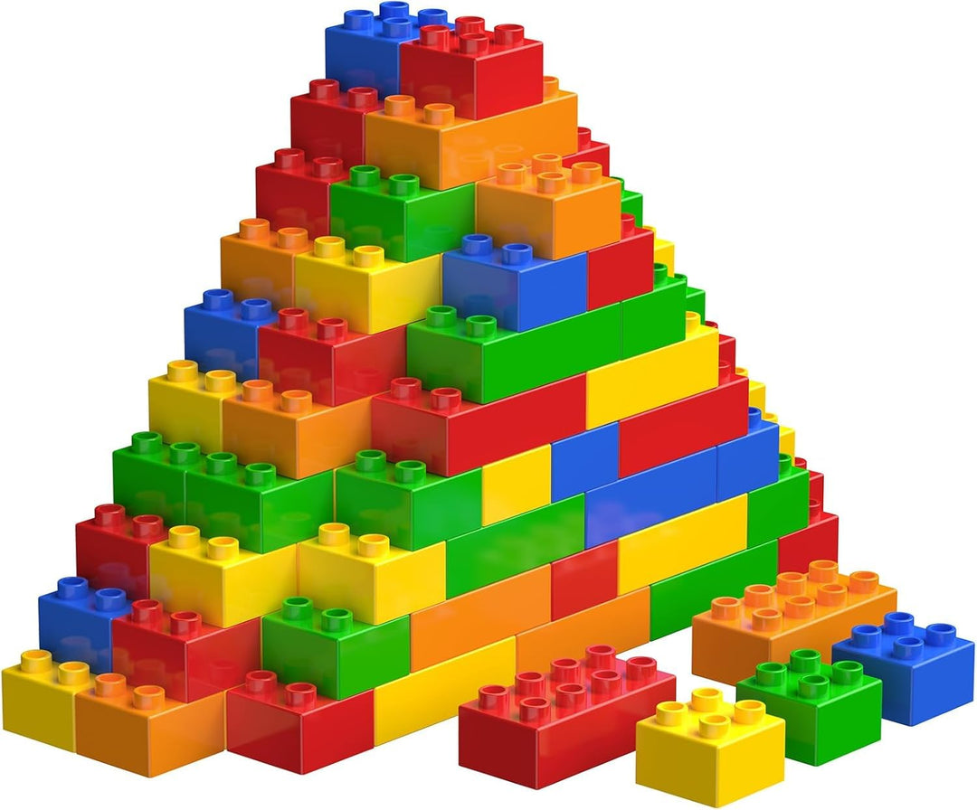 WYSWYG Grosse Bausteine-Set, 50 Teile Steine in 5 Farben, Kompatibel - Ideal für Kinder ab 3 4 5 6 J