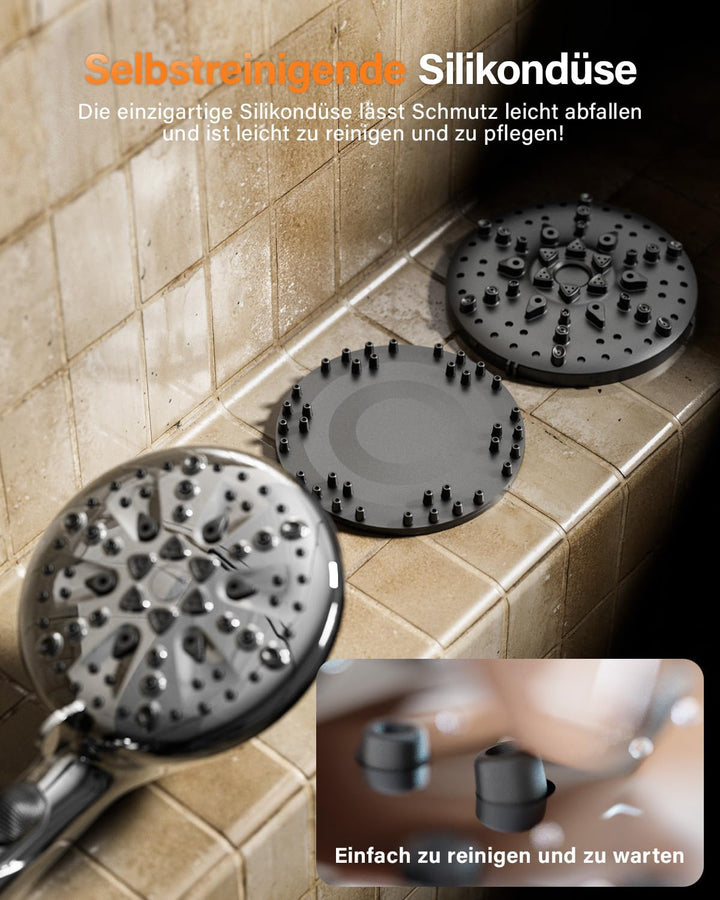 Cobbe Duschkopf mit Schlauch, Duschkopf Wassersparender mit 7+2 Strahlarten, Handbrause mit Stoppfun