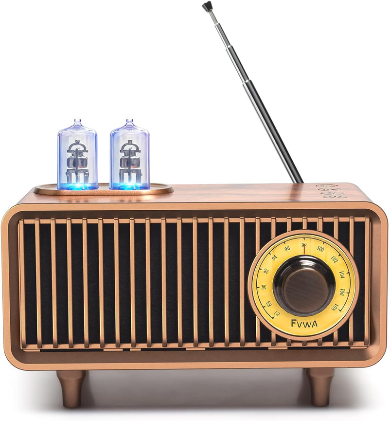 Retro Bluetooth Lautsprecher, COLSUR Tragbares Vintage FM Radio mit Verstellbaren Knopf und Antenne,